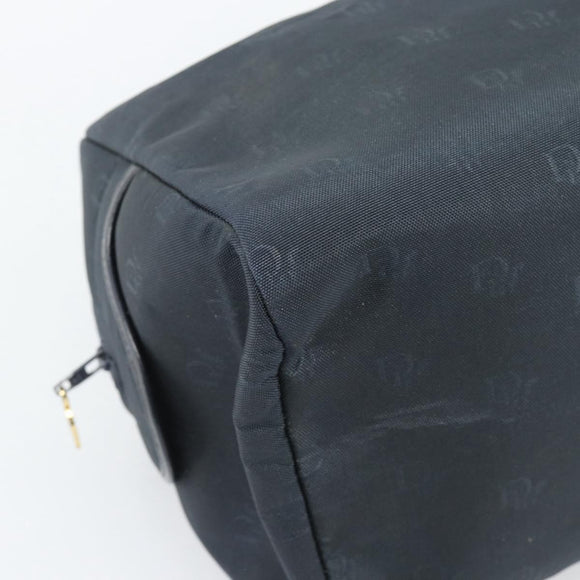 Christian Dior Hand Bag Canvas Navy Gold Auth bs36400