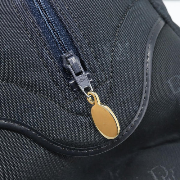 Christian Dior Hand Bag Canvas Navy Gold Auth bs36400