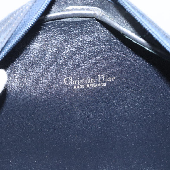 Christian Dior Hand Bag Canvas Navy Gold Auth bs36400
