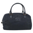 Christian Dior Hand Bag Canvas Navy Gold Auth bs36400-2