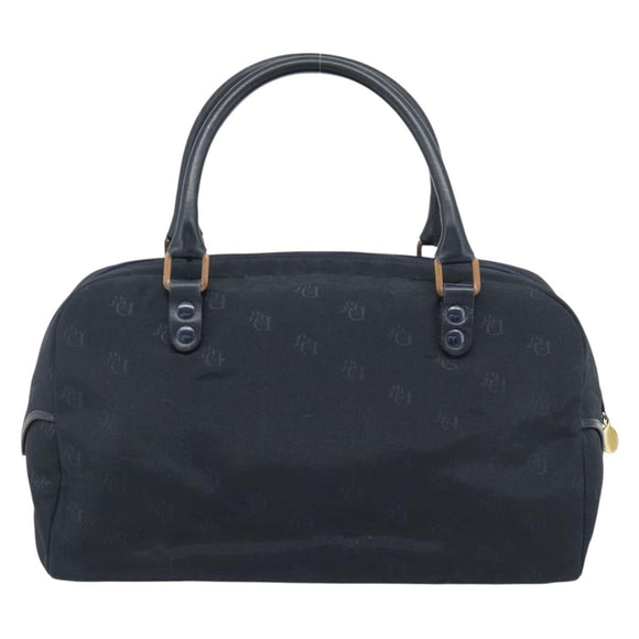 Christian Dior Hand Bag Canvas Navy Gold Auth bs36400