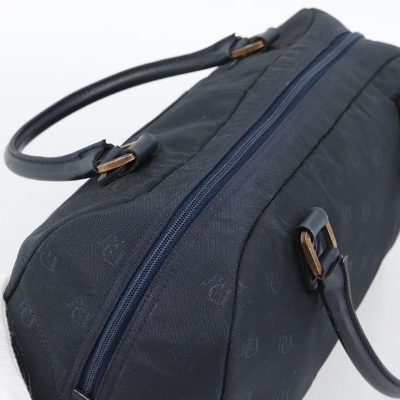 Christian Dior Hand Bag Canvas Navy Gold Auth bs36400
