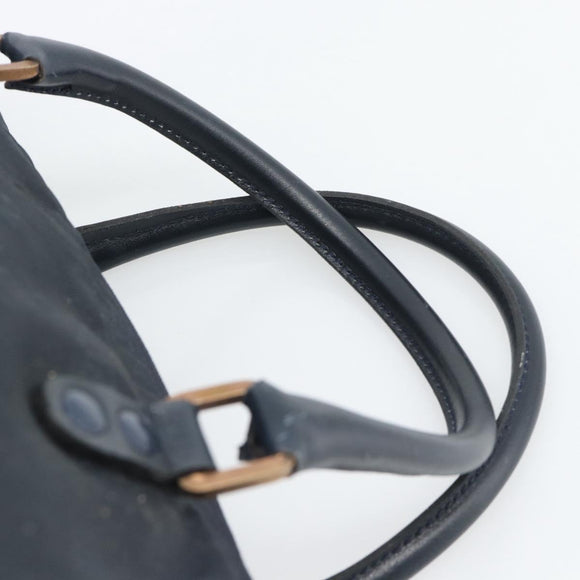 Christian Dior Hand Bag Canvas Navy Gold Auth bs36400