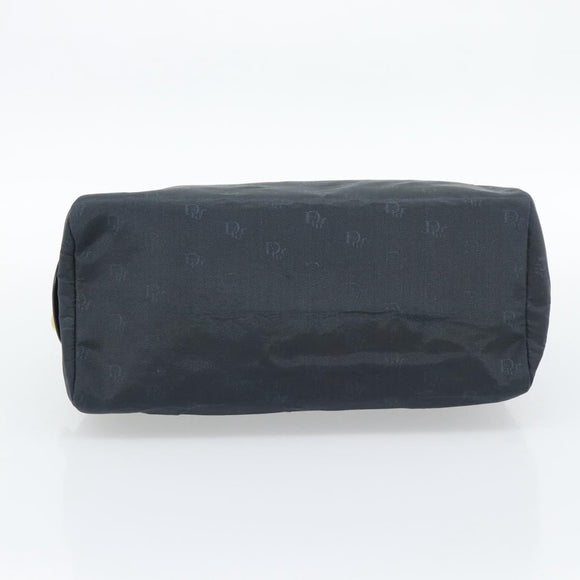 Christian Dior Hand Bag Canvas Navy Gold Auth bs36400