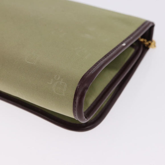 Christian Dior Chain Shoulder Bag Nylon Beige Gold Auth bs36401