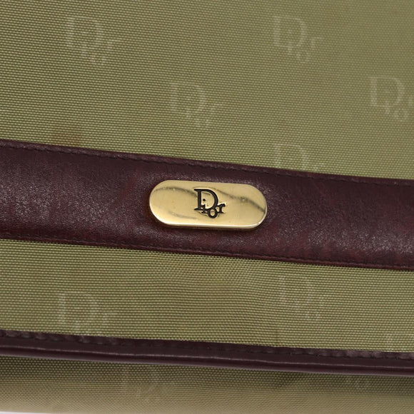 Christian Dior Chain Shoulder Bag Nylon Beige Gold Auth bs36401