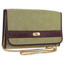 Christian Dior Chain Shoulder Bag Nylon Beige Gold Auth bs36401-1