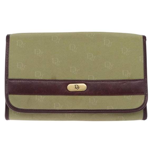 Christian Dior Chain Shoulder Bag Nylon Beige Gold Auth bs36401