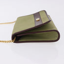 Christian Dior Chain Shoulder Bag Nylon Beige Gold Auth bs36401-5