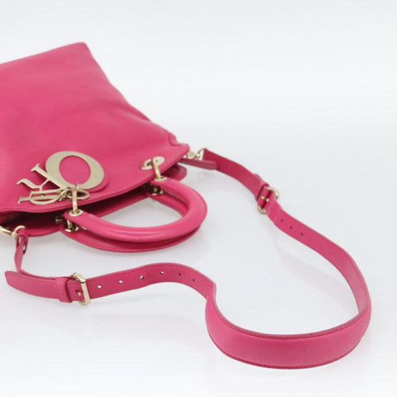 Christian Dior Diorissimo Hand Bag Leather 2way Pink Gold Auth bs36402V