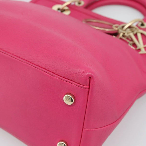 Christian Dior Diorissimo Hand Bag Leather 2way Pink Gold Auth bs36402V