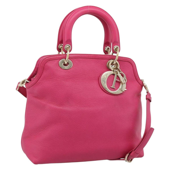 Christian Dior Diorissimo Hand Bag Leather 2way Pink Gold Auth bs36402V
