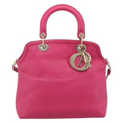 Christian Dior Diorissimo Hand Bag Leather 2way Pink Gold Auth bs36402V - 0