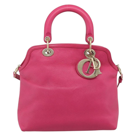 Christian Dior Diorissimo Hand Bag Leather 2way Pink Gold Auth bs36402V