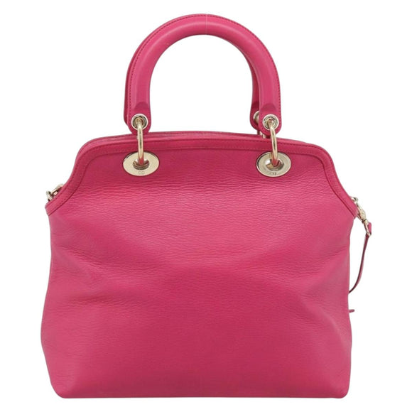 Christian Dior Diorissimo Hand Bag Leather 2way Pink Gold Auth bs36402V