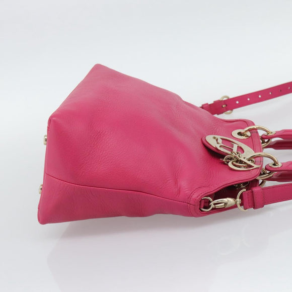 Christian Dior Diorissimo Hand Bag Leather 2way Pink Gold Auth bs36402V