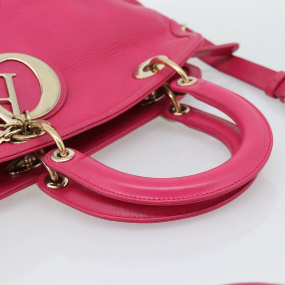 Christian Dior Diorissimo Hand Bag Leather 2way Pink Gold Auth bs36402V