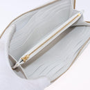 BOTTEGA VENETA MAXI INTRECCIATO Long Wallet Leather White Gold Auth bs36408-8