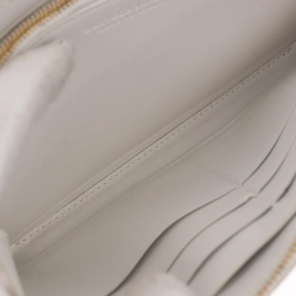 BOTTEGA VENETA MAXI INTRECCIATO Long Wallet Leather White Gold Auth bs36408