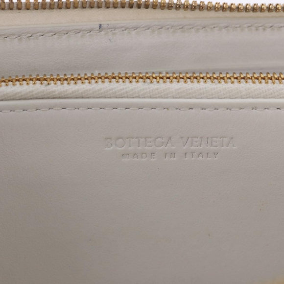 BOTTEGA VENETA MAXI INTRECCIATO Long Wallet Leather White Gold Auth bs36408