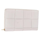 BOTTEGA VENETA MAXI INTRECCIATO Long Wallet Leather White Gold Auth bs36408-1