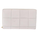 BOTTEGA VENETA MAXI INTRECCIATO Long Wallet Leather White Gold Auth bs36408-13