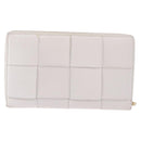 BOTTEGA VENETA MAXI INTRECCIATO Long Wallet Leather White Gold Auth bs36408-2