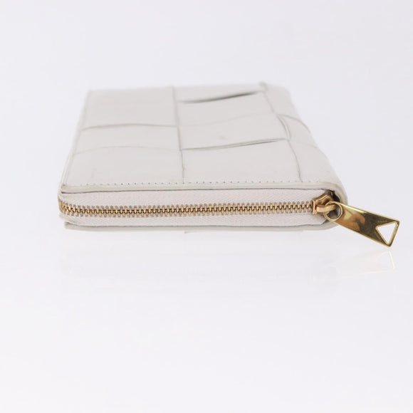 BOTTEGA VENETA MAXI INTRECCIATO Long Wallet Leather White Gold Auth bs36408