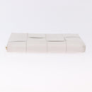 BOTTEGA VENETA MAXI INTRECCIATO Long Wallet Leather White Gold Auth bs36408-6