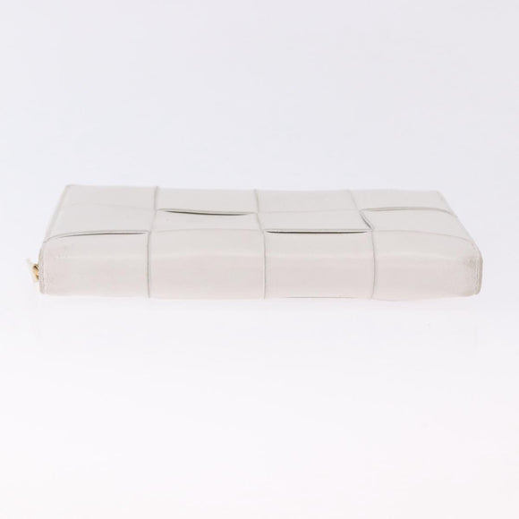 BOTTEGA VENETA MAXI INTRECCIATO Long Wallet Leather White Gold Auth bs36408