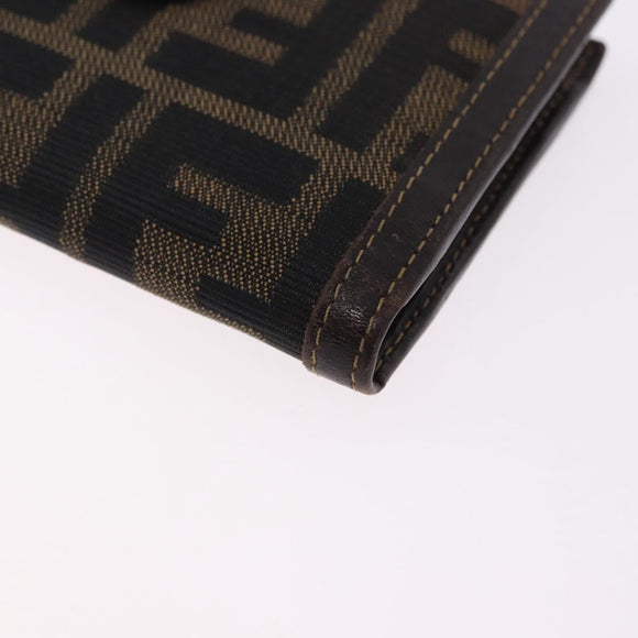FENDI Zucca Canvas Bifold Wallet Black Brown Auth bs36409