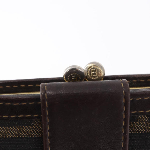FENDI Zucca Canvas Bifold Wallet Black Brown Auth bs36409