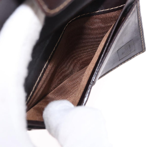 FENDI Zucca Canvas Bifold Wallet Black Brown Auth bs36409