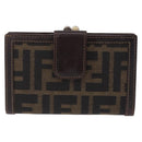 FENDI Zucca Canvas Bifold Wallet Black Brown Auth bs36409-2