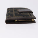 FENDI Zucca Canvas Bifold Wallet Black Brown Auth bs36409-4