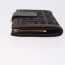 FENDI Zucca Canvas Bifold Wallet Black Brown Auth bs36409-5