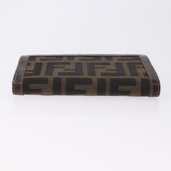 FENDI Zucca Canvas Bifold Wallet Black Brown Auth bs36409