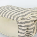 CHANEL Striped Matelasse Chain Shoulder Bag Canvas White Gray CC Auth bs3642-17