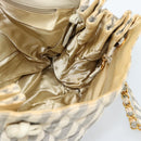 CHANEL Striped Matelasse Chain Shoulder Bag Canvas White Gray CC Auth bs3642-9