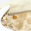 CHANEL Striped Matelasse Chain Shoulder Bag Canvas White Gray CC Auth bs3642-28