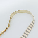 CHANEL Striped Matelasse Chain Shoulder Bag Canvas White Gray CC Auth bs3642-7