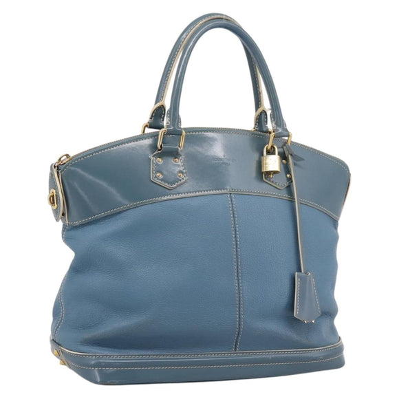 LOUIS VUITTON Suhari Lockit PM Hand Bag Leather Blue Gold M95434 LV Auth bs36420