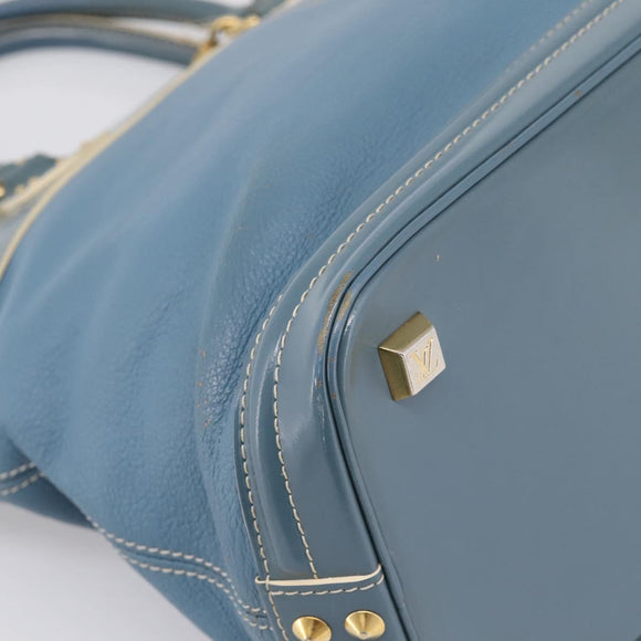 LOUIS VUITTON Suhari Lockit PM Hand Bag Leather Blue Gold M95434 LV Auth bs36420