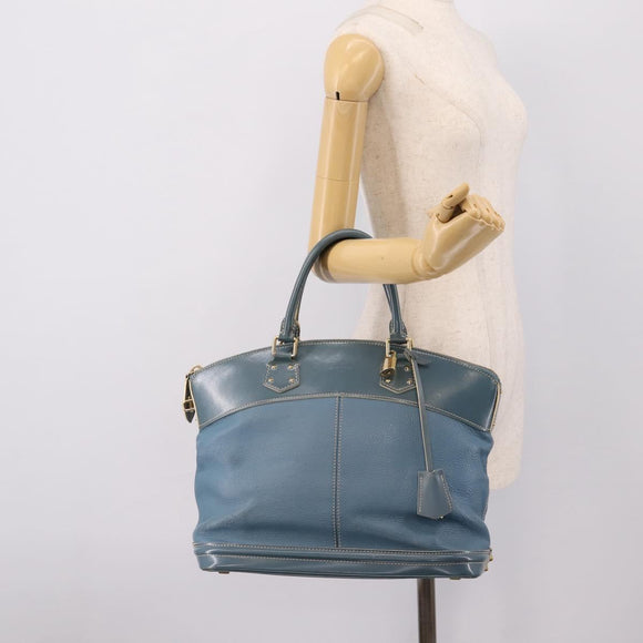 LOUIS VUITTON Suhari Lockit PM Hand Bag Leather Blue Gold M95434 LV Auth bs36420