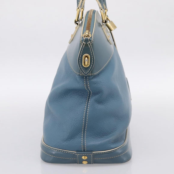 LOUIS VUITTON Suhari Lockit PM Hand Bag Leather Blue Gold M95434 LV Auth bs36420
