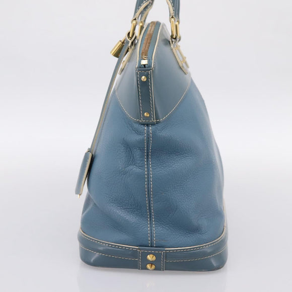 LOUIS VUITTON Suhari Lockit PM Hand Bag Leather Blue Gold M95434 LV Auth bs36420