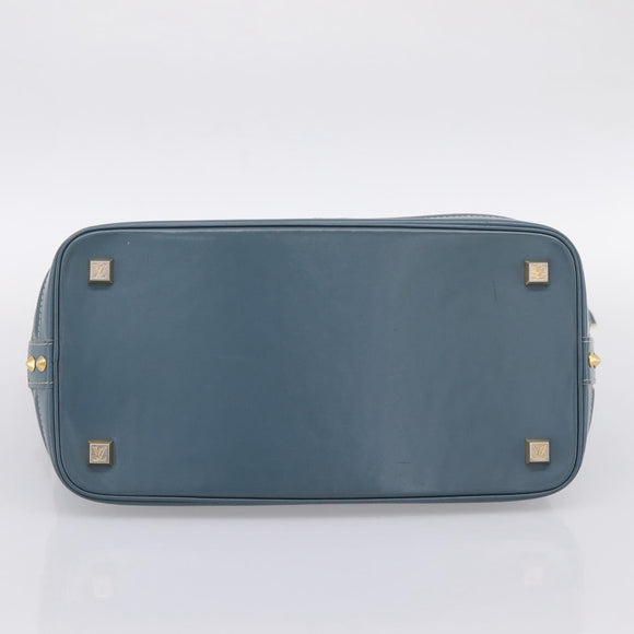 LOUIS VUITTON Suhari Lockit PM Hand Bag Leather Blue Gold M95434 LV Auth bs36420