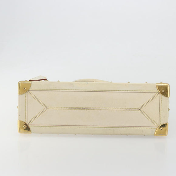 LOUIS VUITTON Suhari Fabreau Hand Bag Leather White M91815 LV Auth bs36421