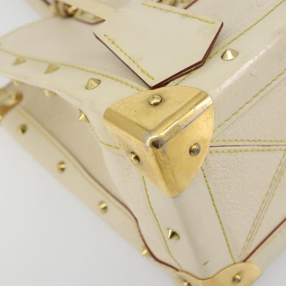 LOUIS VUITTON Suhari Fabreau Hand Bag Leather White M91815 LV Auth bs36421