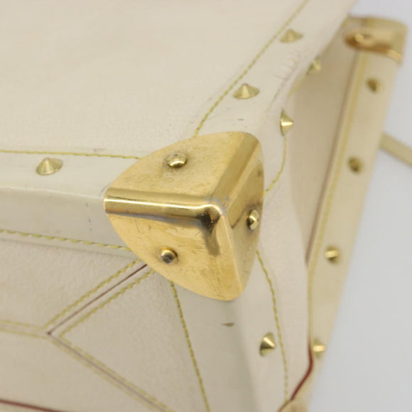 LOUIS VUITTON Suhari Fabreau Hand Bag Leather White M91815 LV Auth bs36421